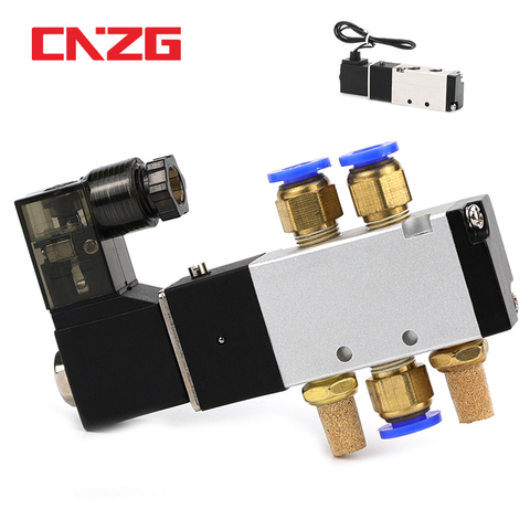 4V110-06 1/8 Bsp Air Solenoid Valve 5 Way Port 2 Position Gas Pneumatic Electric Magnetic Valves DC12V 24V 110 V220V Coil Volt ► Photo 1/6