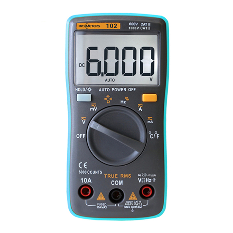 RICHMETERS RM102 Digital Multimeter 6000 Counts Backlight AC/DC Ammeter Voltmeter Ohm Portable Voltage Meter Professional ► Photo 1/5