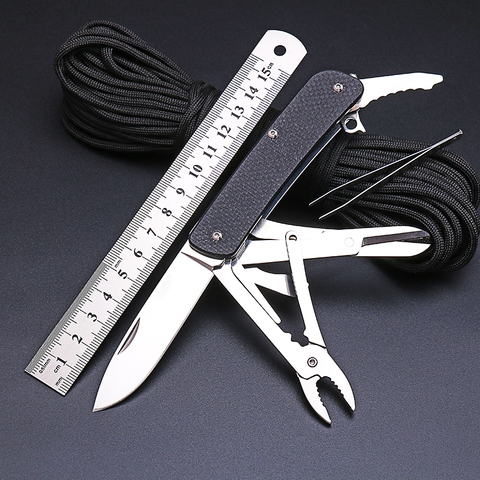 Mack Walker WA741 Multi Function Pocket EDC Folding Knife with Plier Scissor Belt Cutter Glass Breaker G10 Handle 12C27 blade ► Photo 1/5
