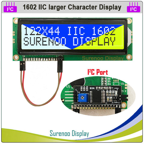 Serial IIC / I2C / TWI 1602 162 16*2 Larger Character LCD Module Display Yellow Green Blue with Backlight for Arduino ► Photo 1/5