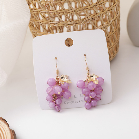 Summer Sweety Fresh Purple Grape Earrings Temperature Simple Style Cute Fruit Accessories Oorbellen Boucle D'oreille ► Photo 1/5