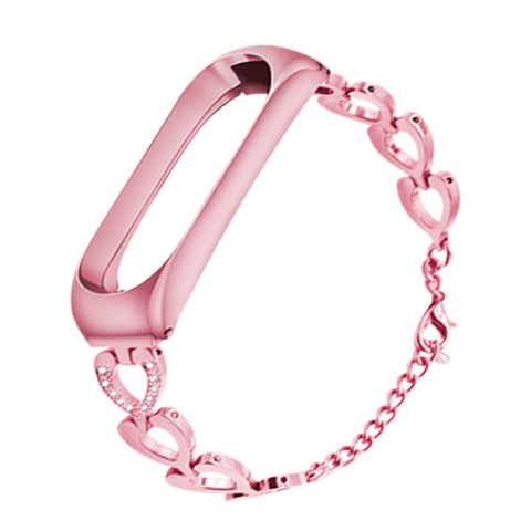 Fashion Heart  Shape diamond Metal Chain Replacement Bracelet Band Strap For Xiaomi Mi Band 3/4 /5 Smart Wristband Accessories ► Photo 1/6