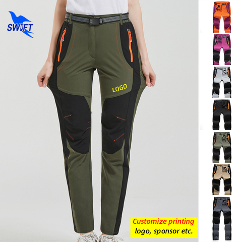 2022 Women Men Quick Dry Elastic Hiking Pants Breathable Fishing Camping Trekking Bottom Patchwork Waterproof Trousers Customize ► Photo 1/6