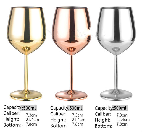 304 stainless steel copper plated single-layer goblet cocktail glass 500 ml wine glass champagne glass ► Photo 1/6