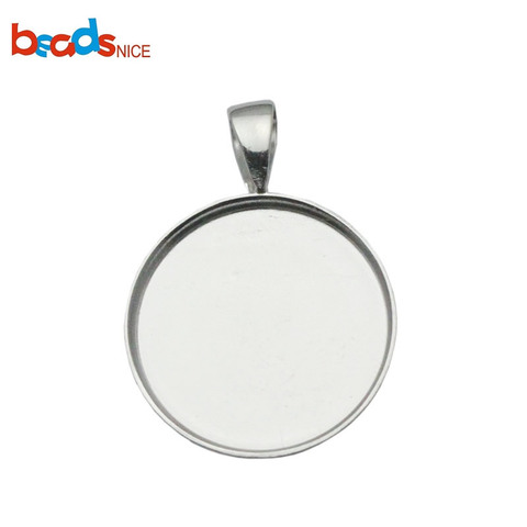 Beadsnice 33827smt17 Sterling Silver 925 Pendant Bezel Cup For Settings fit Round 19mm Flat Back Cabochon ► Photo 1/6