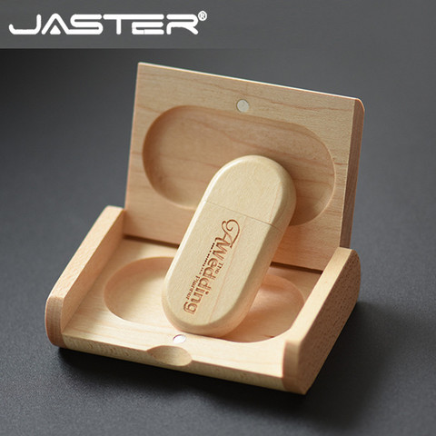 JASTER Customize LOGO wooden + Box Personal LOGO pendrive 4GB 8GB 16GB 32GB usb Flash Drive U disk Memory stick wedding Gift ► Photo 1/6