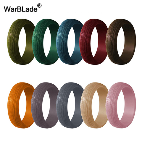 WarBLade New Tree Pattern Silicone Rings 5.7mm Food Grade FDA Silicone Finger Ring Hypoallergenic For Women Wedding Rubber Bands ► Photo 1/6