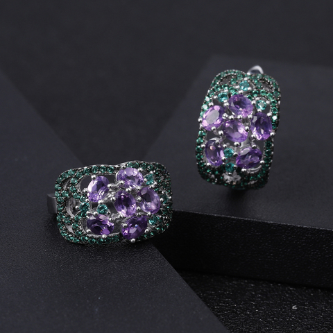 GEM'S BALLET 2.08Ct Natural Amethyst Gemstone Earrings 925 Sterling Silver Birthstone Vintage Earrings for Women Jewelry ► Photo 1/6