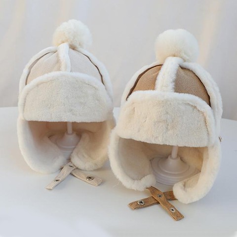 Baby Boys Girls Hat Kids Children Ear Flap Muff Winter Warm Plush Cotton Cap Outdoor Lei Feng Cap Beanie Gifts Hat 46-51cm ► Photo 1/6