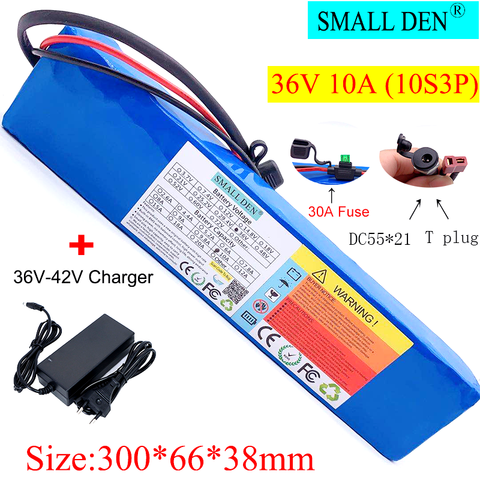 36V lithium battery pack+ 42V2A DC55*21 charger for scooters, electric bicycles, built-in 30A BMS and fuse device 250W-600W ► Photo 1/5
