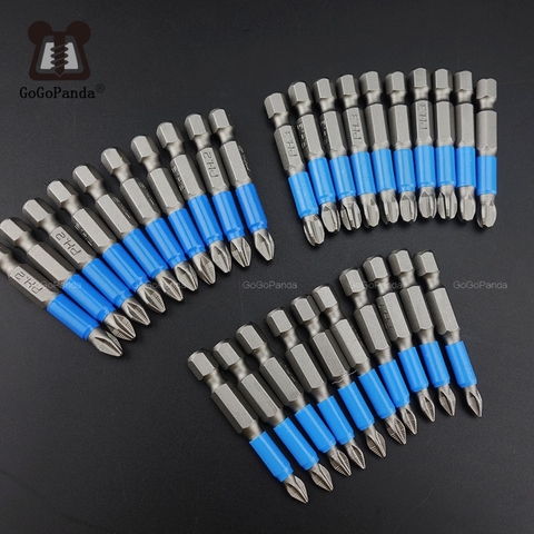 Free Shipping 10Pcs Gcr15 Phillips Bits Hex Shanked Anti Slip Screwdriver Bits Magnetic Single Head PH1/PH2/PH3 50mm ► Photo 1/6