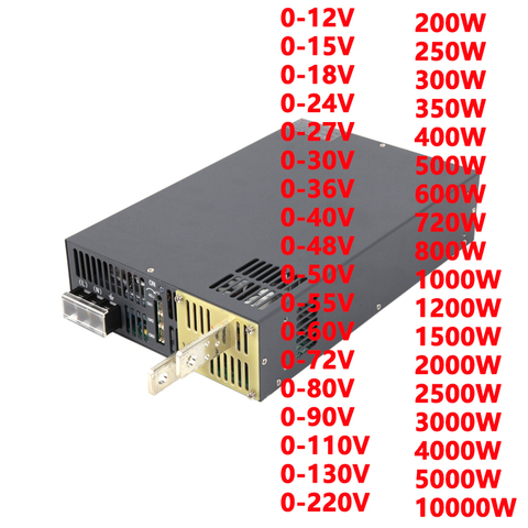 1000w Led Switching Power Supply adjustable voltage0-12V 15V 24V 36V 48V 60V 72V 80V AC-DC  400W500W600W700W800W1200W1500W2000W ► Photo 1/3