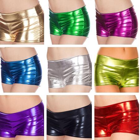 Womens Low Waisted Sexy Lycra Metallic Rave Booty Dance Shorts Spandex Shiny Pole Dance Shorts Gold Silver Shorts For Stage new ► Photo 1/6