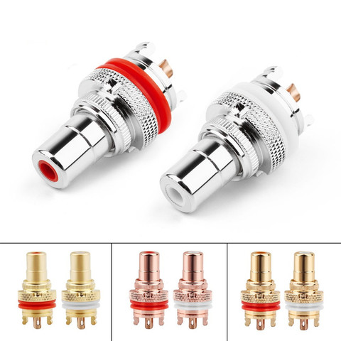 RCA Connector Female Socket Chassis Speaker Connectors Bright/Dumb/Rhodium Plated Copper Jack 32mm HiFi White Red Audio Jack ► Photo 1/6