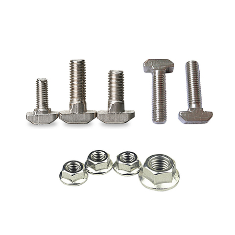 5-40pcs/bag M5 M6 M8 Stainless Steel Hexagon Flange Nuts T-Slot Drop-In Stud Screw Bolt T-type Nuts Fastener for Aluminum Profile 2022 3030 4040 ► Photo 1/6