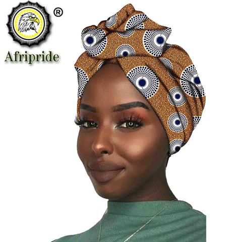 2022 African New Fashion Headwrap Women Cotton Wax Fabric Traditional Headtie Scarf Turban pure Cotton Wax AFRIPRIDE S001 ► Photo 1/6