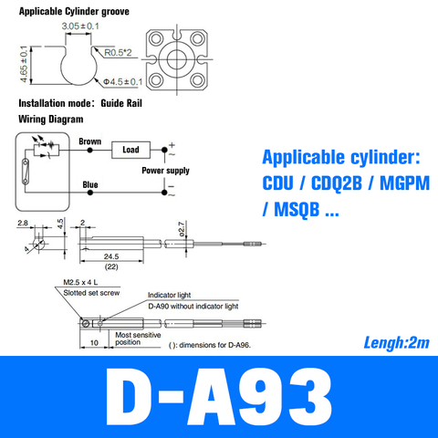 10PCS Air Pneumatic Cylinder Magnetic Reed Switch Sensor D-A93 Z73 C73 A54 CS1-G J H U F ► Photo 1/6