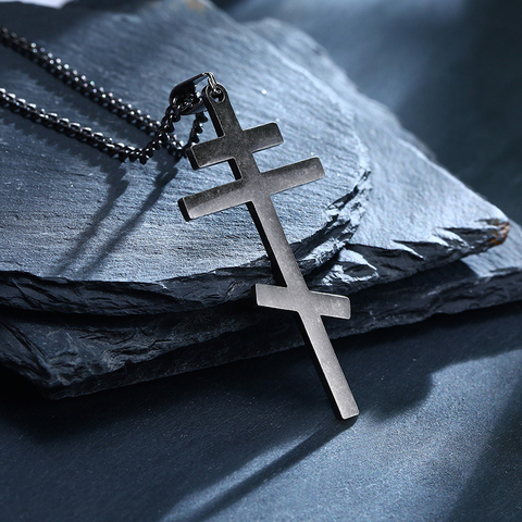 Vantage Orthodox Cross Pendant Men Necklace Christian Symbol Stainless Steel Byzantine Cross Jewelry ► Photo 1/6