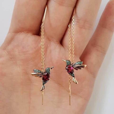 FDLK    Unique Long Drop Earrings Bird Pendant Tassel Crystal Pendant Earrings Ladies Jewelry Design for Anniversary Party ► Photo 1/4