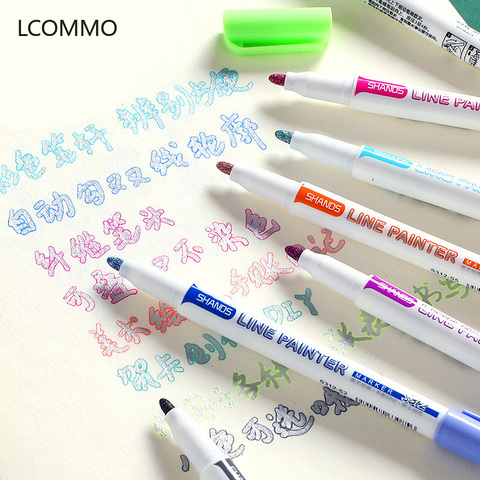 12pcs/set Double Line Outline Pens Markers Colored Marker Pens For