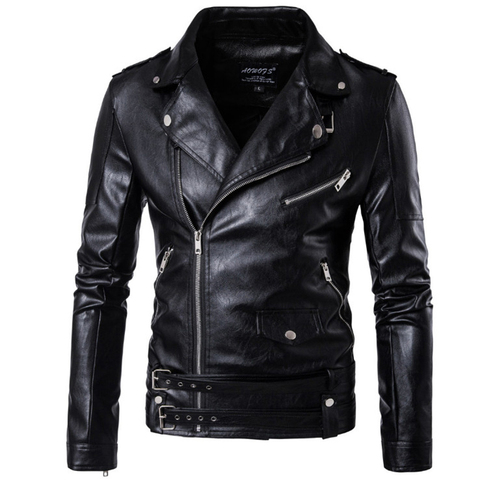 2022 New Motorcycle Pilot Leather Jacket Fashion Brand Men's Designer Punk Wind Oblique Zipper Design Men's Leather Jacket Coat ► Photo 1/6