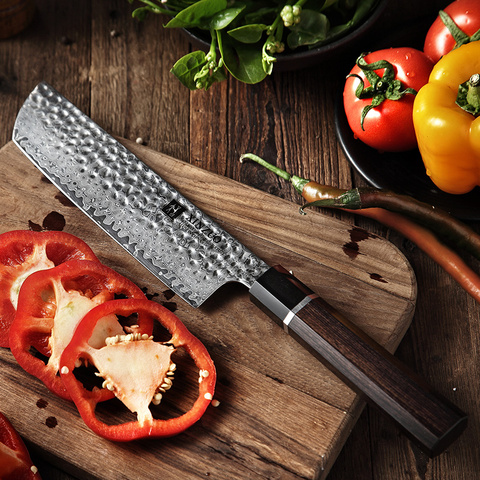 XINZUO 7'' inch Nakiri Knife 67 Layers Damascus Steel Kitchen Knife Stainless Steel Knife Brand ECO Friendly Chef Cooking Tools ► Photo 1/6