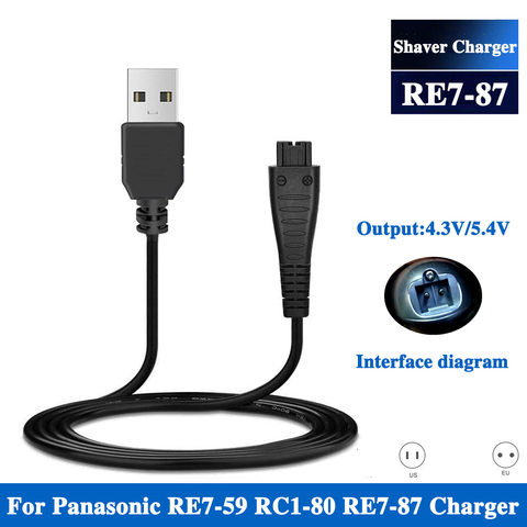 4.8V 5.4V 1.25A USB Charger RE7-87 RE7-59 For Panasonic ES-RT30 ES-RT40 ES-GA20 ES2065 ES2067 W7657 Shaver Razor Charger ► Photo 1/6