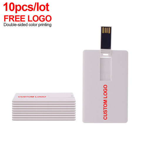 10pcs/lot White credit card usb2.0 flash drive pen drive 4GB 8GB 16GB 32GB 64GB memory stick drives customize free logo pendrive ► Photo 1/6