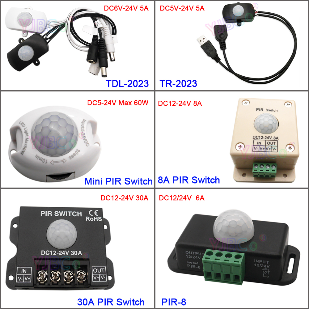 1PCS DC5-24V 5A LED Strip Automatic MINI PIR Infrared Motion Sensor Detector Swi