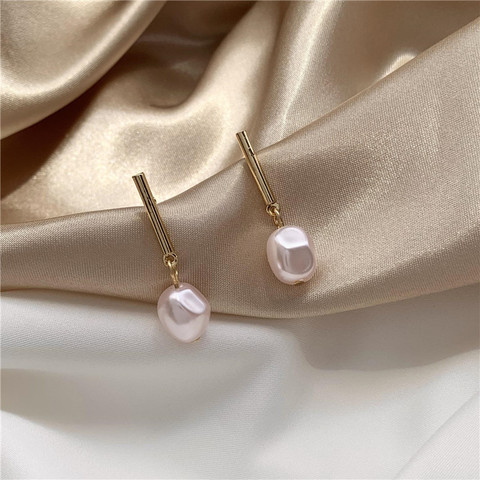 Irregular YANGLIUJIA senior feeling pink pearl earring temperament contracted French earrings female jewelry accessories ► Photo 1/6