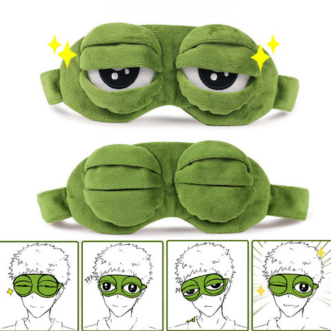 Sleep Eye Mask the Frog Sad Frog 3D Eye Mask Cover Cartoon Soft Plush Sleeping Mask Green Rest Funny Eye Mask ► Photo 1/6