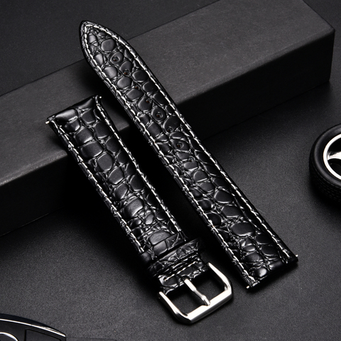 Soft Leather Wristwatch Band Crocodile Pattern Design Watchband Accessories Bracelet for Men's Watches Straps 16 18 20 22 24mm ► Photo 1/6