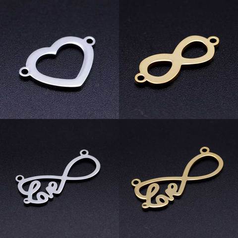 5pcs/lot 316L Stainless Steel Infinity Symbol Heart Love DIY Connector Charm Wholesale Charms for Necklaces Dropshipping ► Photo 1/6