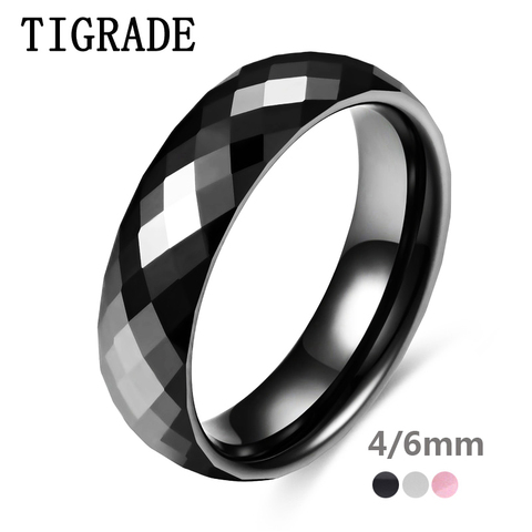 TIGRADE 4/6mm Black Ceramic Ring For Woman Man Pink Hand Cut Top Quality Jewelry Without Scratches Women Rings Allergy Free ► Photo 1/6