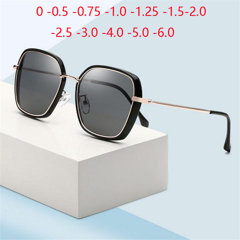 Gray Lens Polygon Prescription Sunglasses Women Polarized Outdoor Shade Metal Leg Nearsighted Goggle 0 -0.5 -0.75 -1.0 To -6.0 ► Photo 1/6