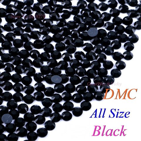 All Size! Black, DMC Hotfix Rhinestone SS6 SS10 SS16 SS20 SS30 Glass Crystals Stones Hot Fix Iron-On FlatBack With Glue ► Photo 1/6