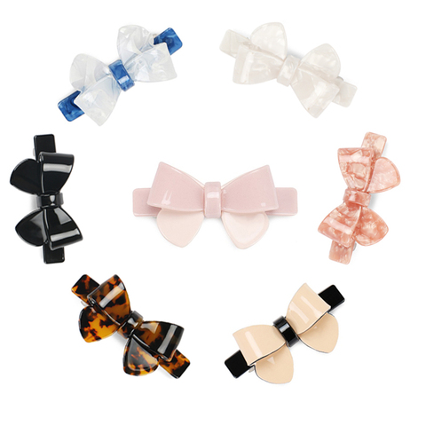 Elegant Pink Bowknot Barrette French Acetate Hair Clip Big and Small Size FREE SHIPPING ► Photo 1/6