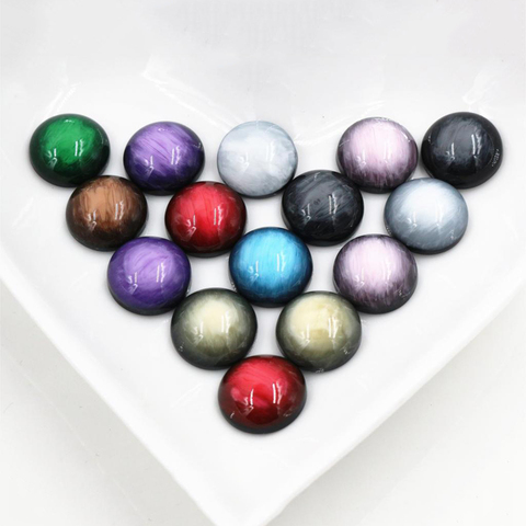 New Fashion 40pcs 12mm Mix Colors Stylish Color Brushed Style Flat back Resin Cabochons Cameo ► Photo 1/6