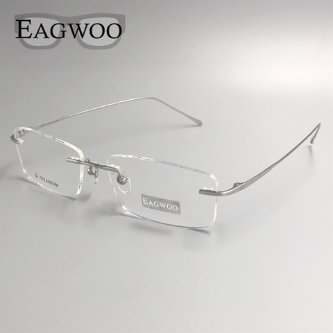 Pure Titanium Eyeglasses Rimless Optical Frame Prescription Spectacle Frameless Glasses For Wide Face With  Long Temple 145mm ► Photo 1/6