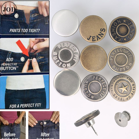 20PCS Snap Fastener Metal Pants Buttons for Clothing Jeans Adjust Button  Self Increase Reduce Waist 17mm