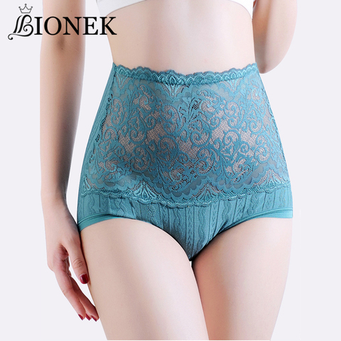 BIONEK High Waist Women's Lace Underwear Briefs Female Sexy Seamless Comfortable Panties Underwears Body Shaping Lingerie ► Photo 1/6