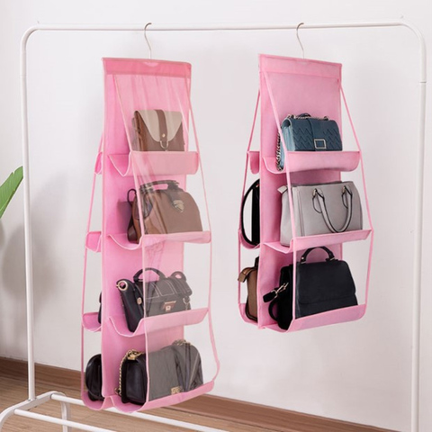 6/8 Pockets Foldable Clear Hanging Purse Handbag Tote Storage Organizer Door Sundry Pocket Hanger Closet Rack Bags ► Photo 1/6