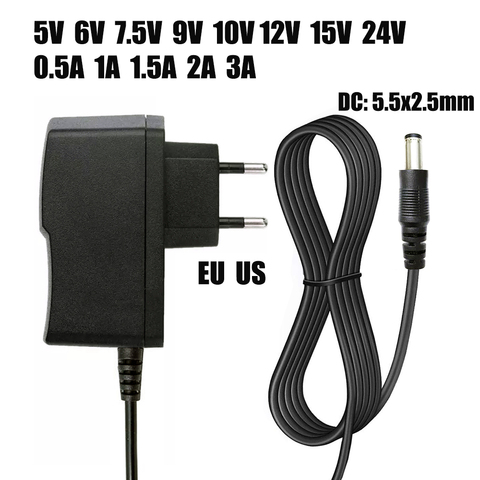 AC 110-240V DC 5V 6V 8V 9V 10V 12V 15V 0.5A 1A 2A 3A Universal Power Adapter Supply Charger EU US for LED Strip Lights Camera ► Photo 1/6