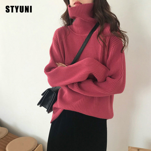 ins chic casual striped turtleneck sweater women 2022 autumn and winter new sweater pure color sweater Korean version Japanese ► Photo 1/6