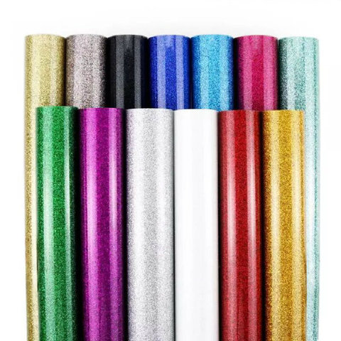 Heat transfer glitter vinyl 12×20 inch 1 roll transfer vinyl iron on for clothes HTV shirt high elastic decor film easy to cut ► Photo 1/6