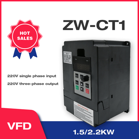 VFD Inverter VFD 1.5KW /2.2KW  Frequency Inverter ZW-CT1 3P 220V Output Frequency Converter Variable Frequency Drive ► Photo 1/5
