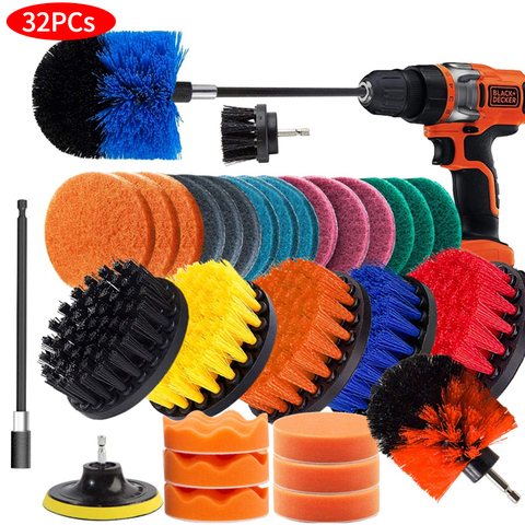 Car Ceauty Cleaning Brush for Bathtub, Grout, Bathroom, Floor, Toilet and Carpet Etc Electric Drill Brush Cleaning Brush Set ► Photo 1/6