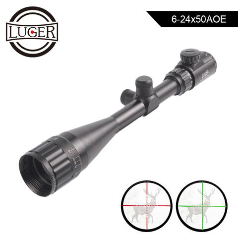 LUGER 6-24X50 AOE Hunting Optics Rifle Scope Adjustable Red Green Dot Scope Tactical Sniper Air Gun Riflescope ► Photo 1/6