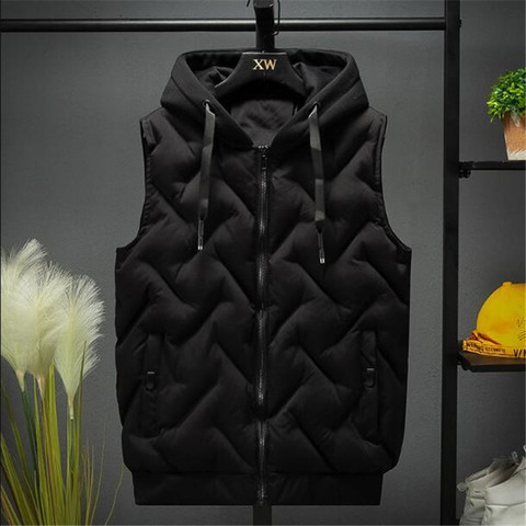 2022 Men Vest Jackets Autumn Winter Warm Waistcoat Casual Hooded Sleeveless Vest Coats Fashion men's thick parkas waistcoats ► Photo 1/6