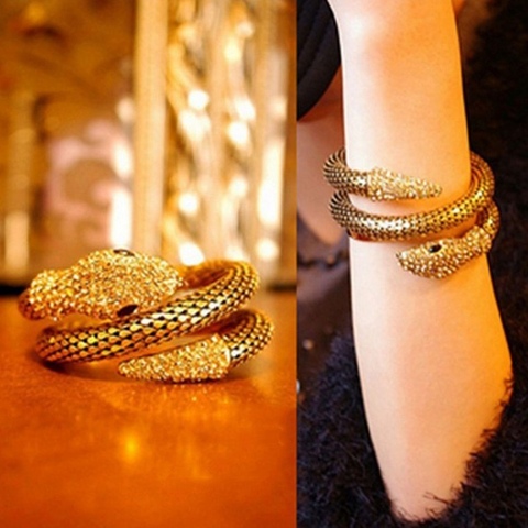 1PC Hot Popular Punk Gold Color Snake Bangle Retro Club Snake Spiral Bracelet Upper Arm Cuff Armlet Armband Bangle Jewelry Gifts ► Photo 1/5